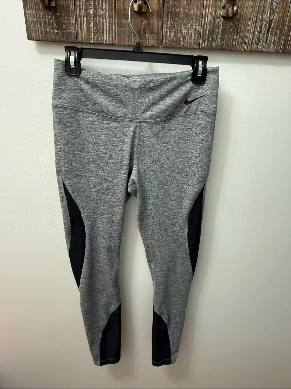 Nike Grey Heather Leggings with Black Accent Panels